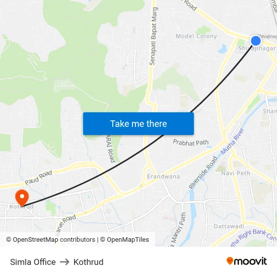 Simla Office to Kothrud map
