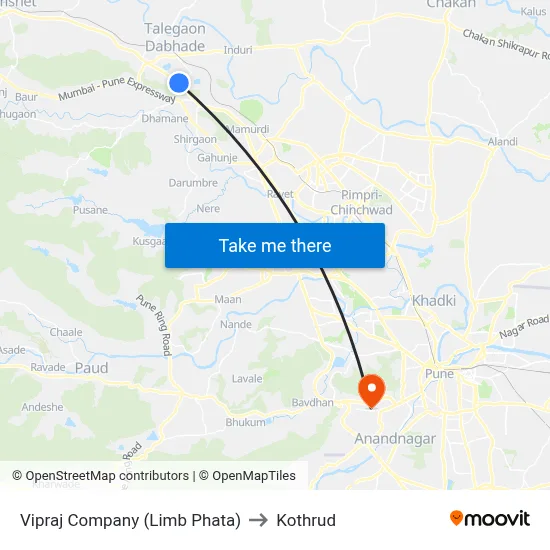 Vipraj Company (Limb Phata) to Kothrud map
