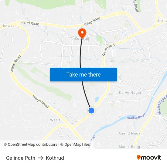 Galinde Path to Kothrud map