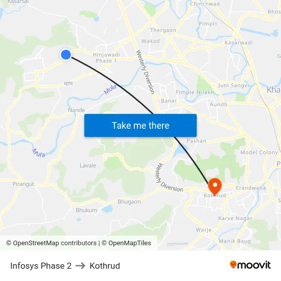 Infosys Phase 2 to Kothrud map