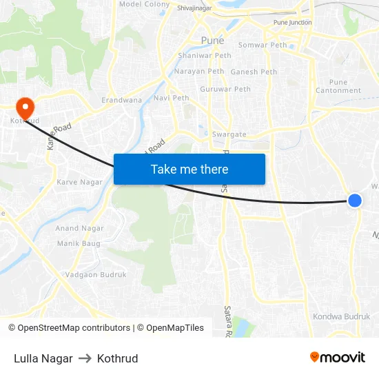 Lulla Nagar to Kothrud map