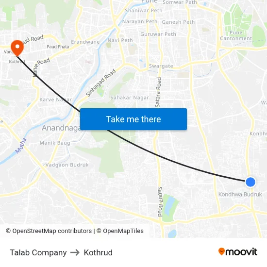 Talab Company to Kothrud map