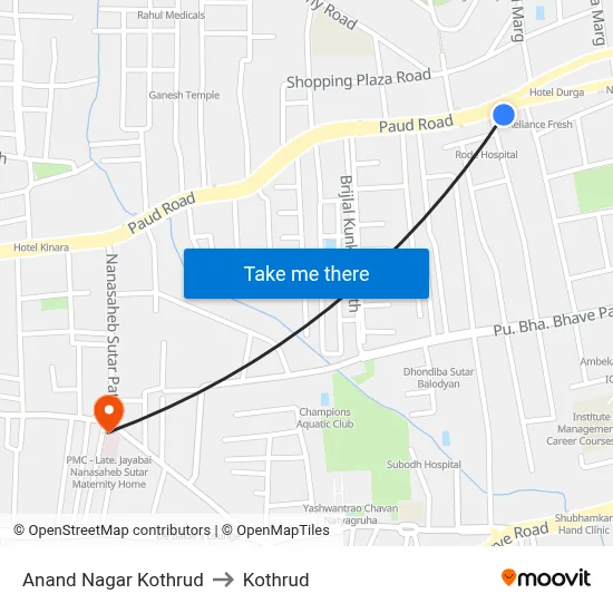 Anand Nagar Kothrud to Kothrud map