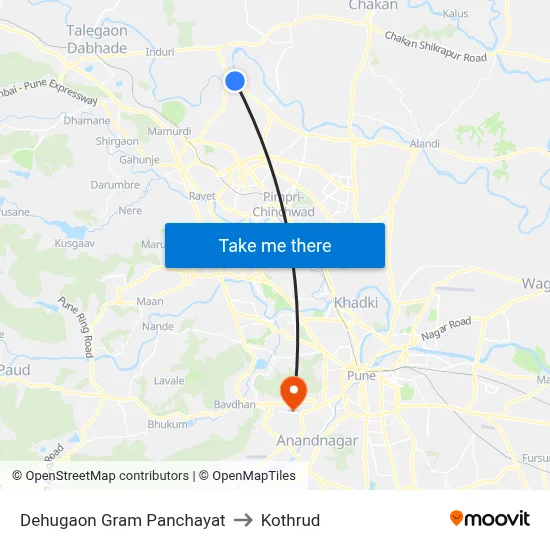 Dehugaon Gram Panchayat to Kothrud map