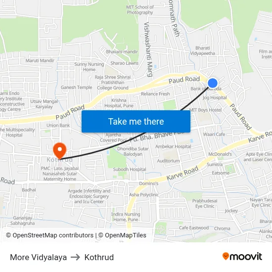 More Vidyalaya to Kothrud map