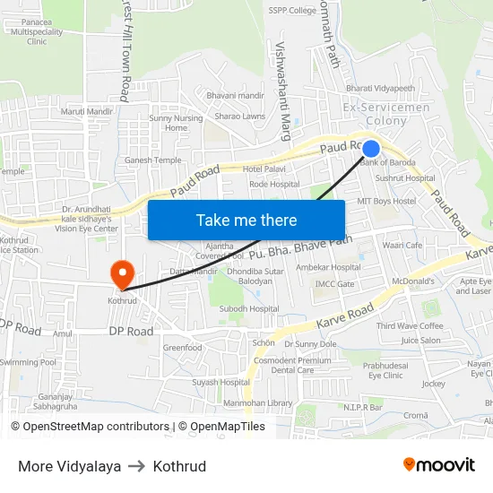 More Vidyalaya to Kothrud map