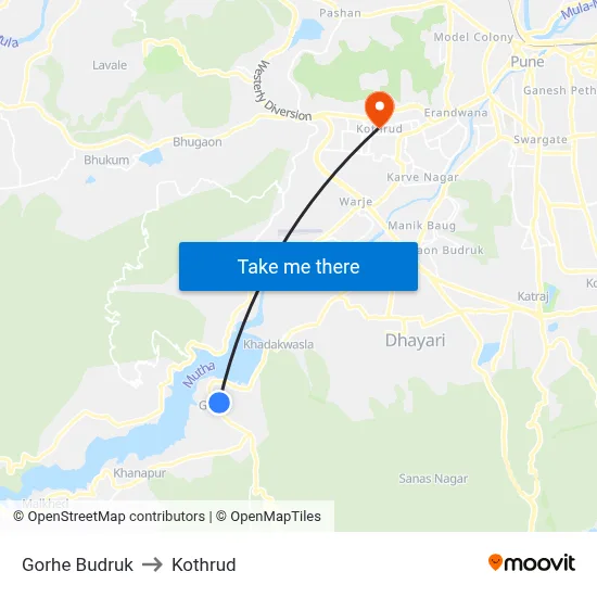 Gorhe Budruk to Kothrud map