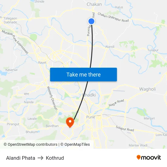 Alandi Phata to Kothrud map