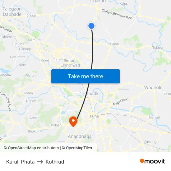 Kuruli Phata to Kothrud map