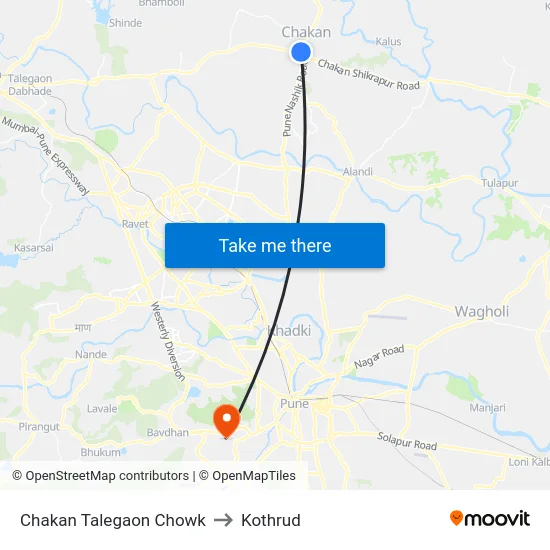 Chakan Talegaon Chowk to Kothrud map