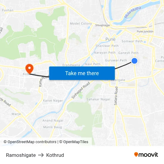 Ramoshigate to Kothrud map