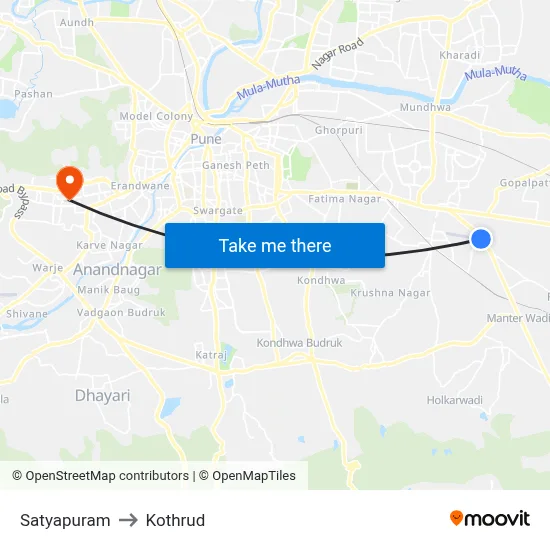 Satyapuram to Kothrud map