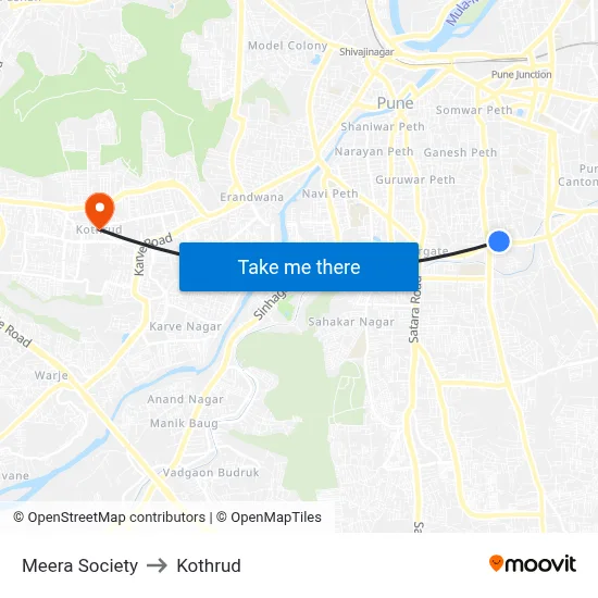 Meera Society to Kothrud map