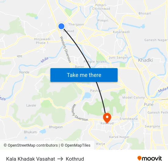 Kala Khadak Vasahat to Kothrud map