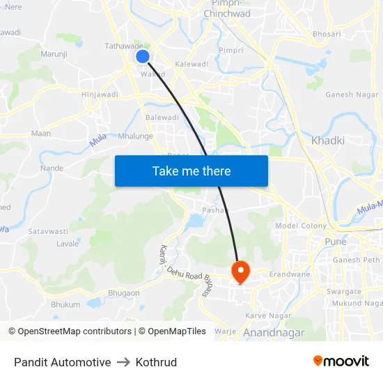 Pandit Automotive to Kothrud map