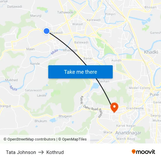 Tata Johnson to Kothrud map