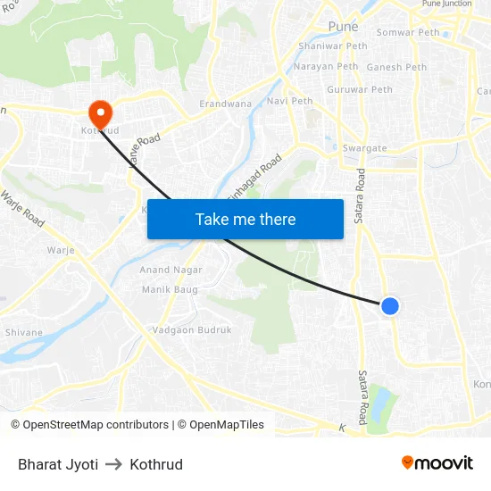Bharat Jyoti to Kothrud map