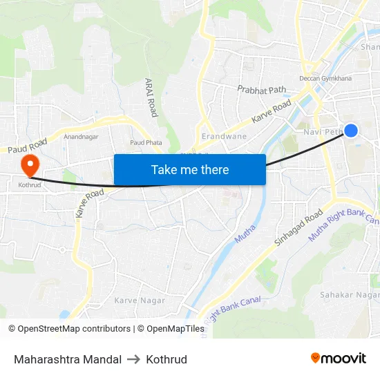 Maharashtra Mandal to Kothrud map
