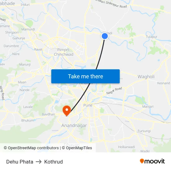 Dehu Phata to Kothrud map