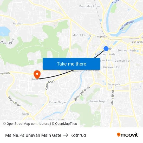 Ma.Na.Pa Bhavan Main Gate to Kothrud map