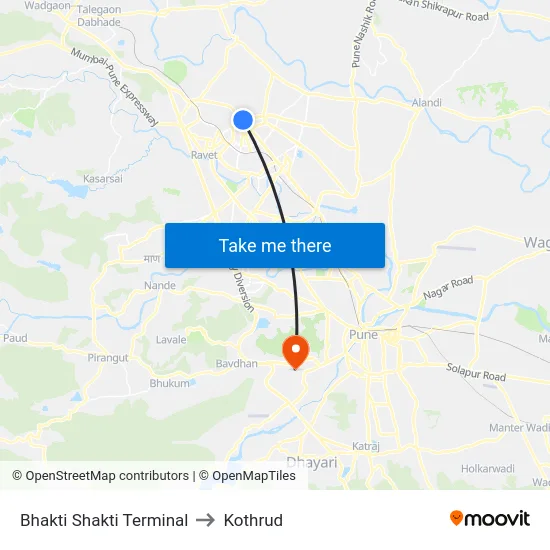 Bhakti Shakti Terminal to Kothrud map