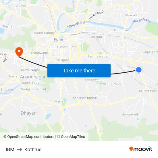 IBM to Kothrud map