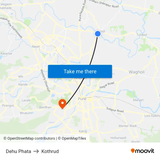Dehu Phata to Kothrud map