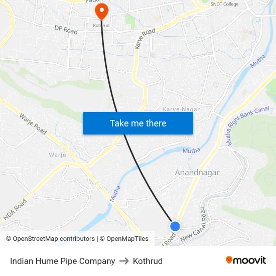 Indian Hume Pipe Company to Kothrud map