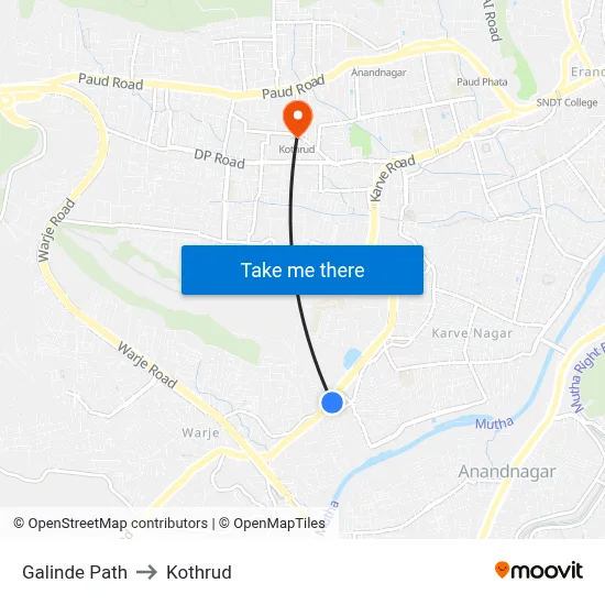 Galinde Path to Kothrud map