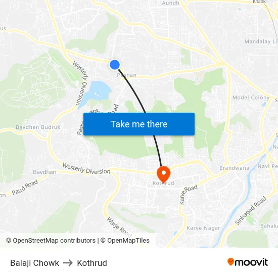 Balaji Chowk to Kothrud map