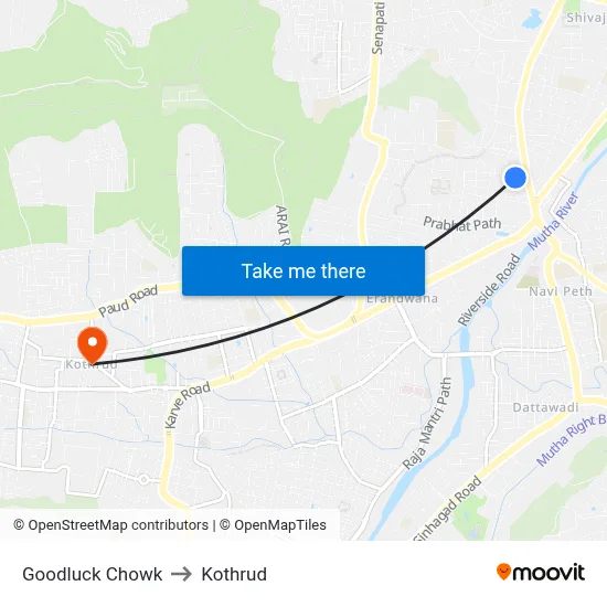 Goodluck Chowk to Kothrud map
