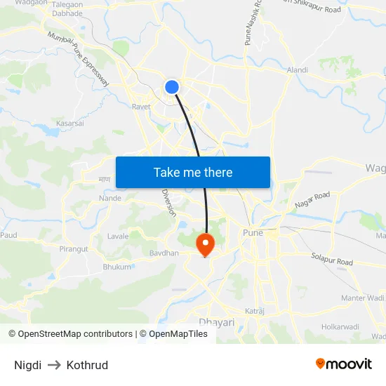 Nigdi to Kothrud map