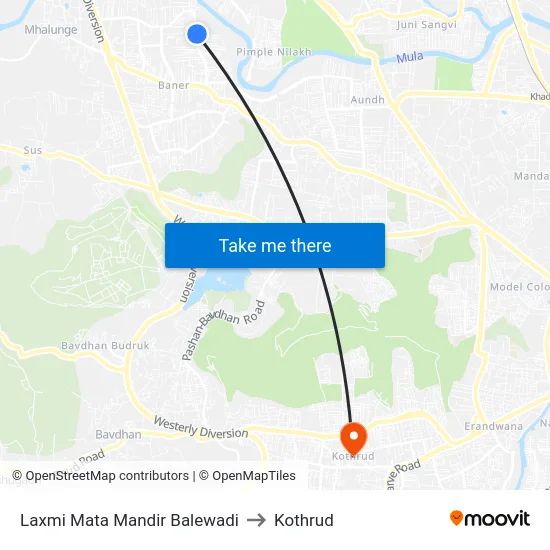 Laxmi Mata Mandir Balewadi to Kothrud map