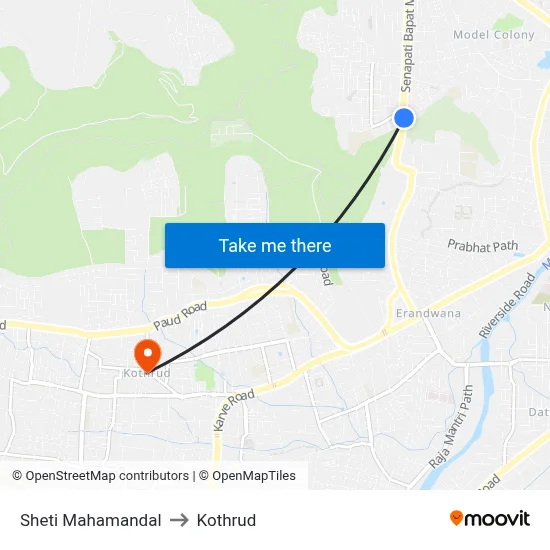 Sheti Mahamandal to Kothrud map