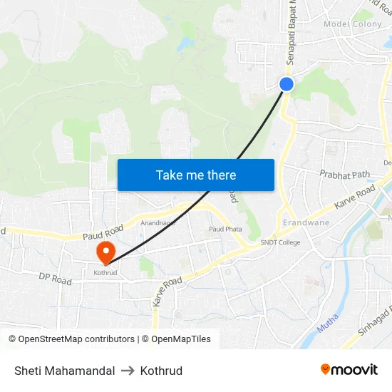 Sheti Mahamandal to Kothrud map
