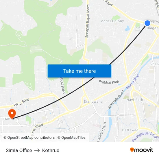 Simla Office to Kothrud map