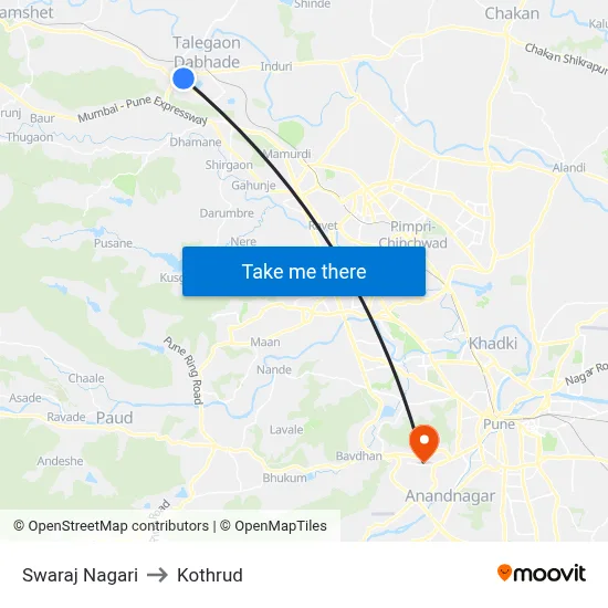 Swaraj Nagari to Kothrud map