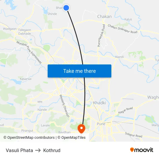 Vasuli Phata to Kothrud map