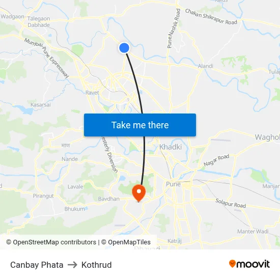 Canbay Phata to Kothrud map
