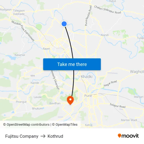Fujitsu Company to Kothrud map