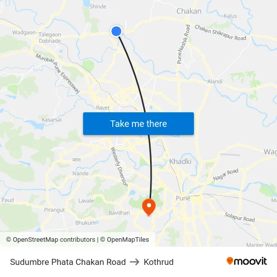 Sudumbre Phata Chakan Road to Kothrud map