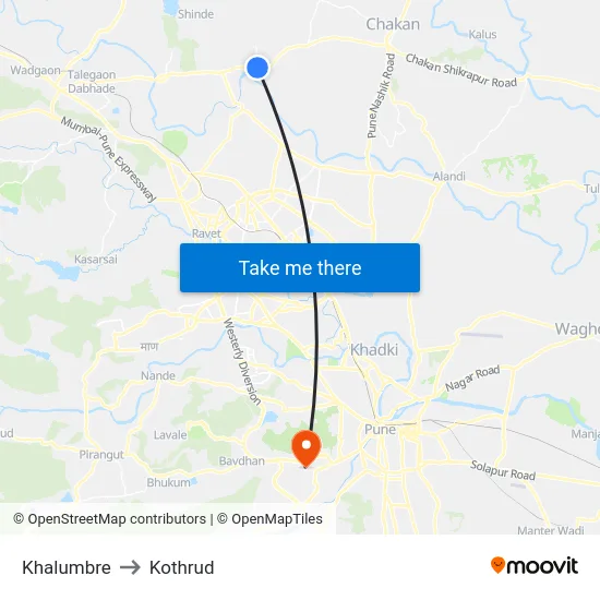Khalumbre to Kothrud map