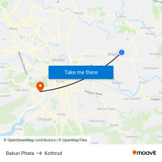 Bakuri Phata to Kothrud map