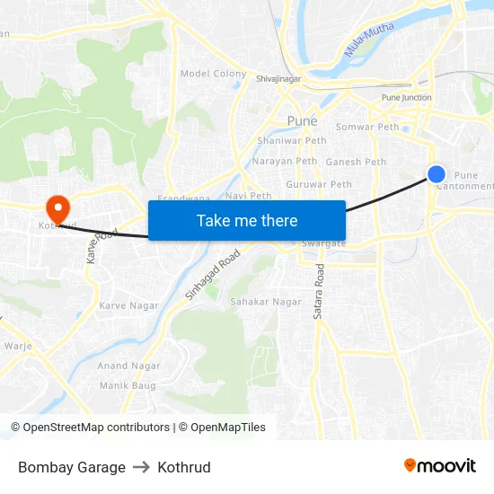 Bombay Garage to Kothrud map