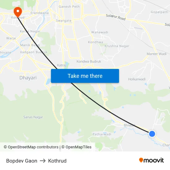 Bopdev Gaon to Kothrud map