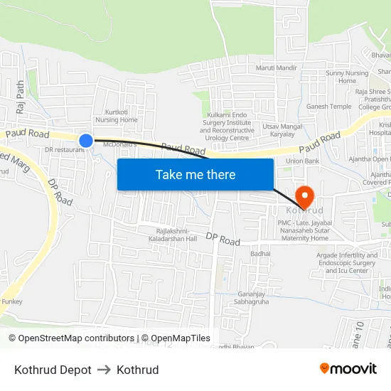 Kothrud Depot to Kothrud map