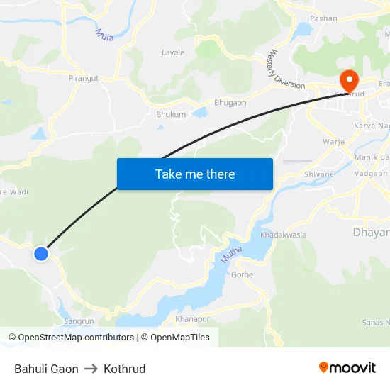 Bahuli Gaon to Kothrud map