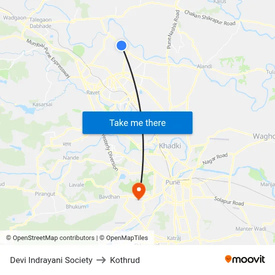 Devi Indrayani Society to Kothrud map
