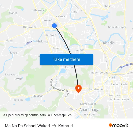 Ma.Na.Pa School Wakad to Kothrud map
