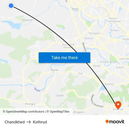 Chandkhed to Kothrud map